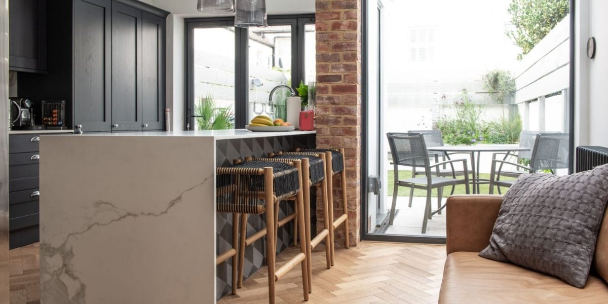 herringbone floors in kitchen
