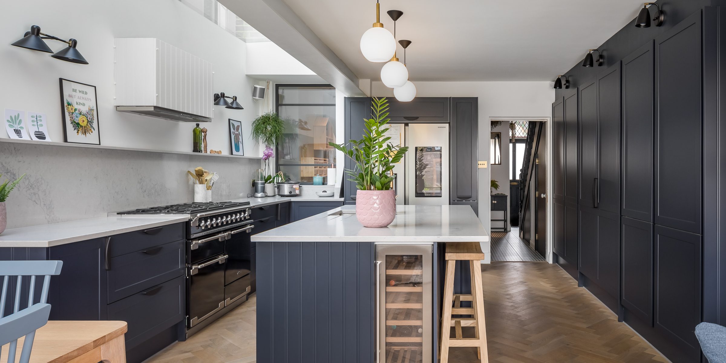 magnet kitchen with zigzag frozen umber wood floors